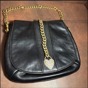 Juicy Couture Y2K Black leather handbag with gold chain